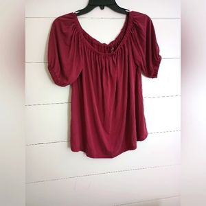 LOFT LOFT LOFT LOFT women's peasant top wine color NWOT boho